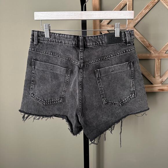 Zara Black Cut Off Denim Shorts - 8 - Picture 3 of 5